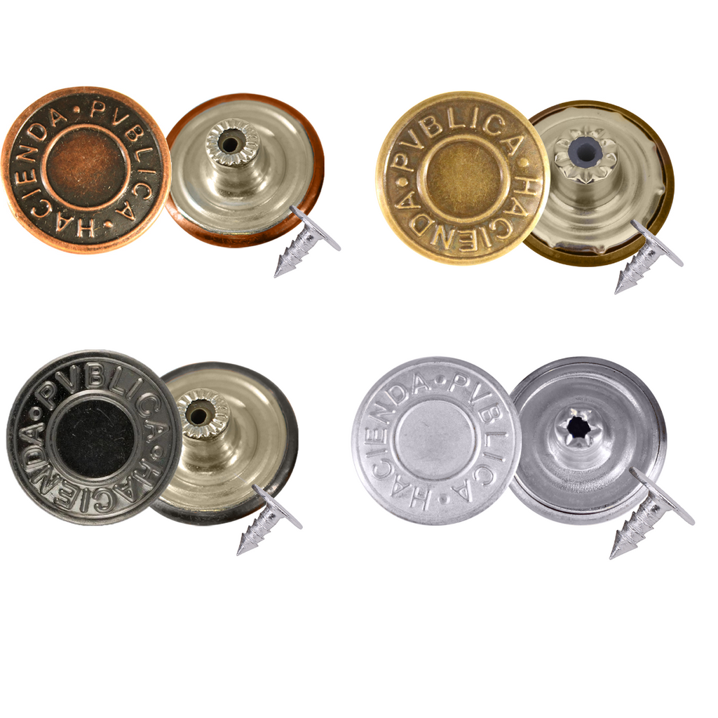 Brass Jeans Button Fasteners with Aluminium Back Pin - (Pack of 10)