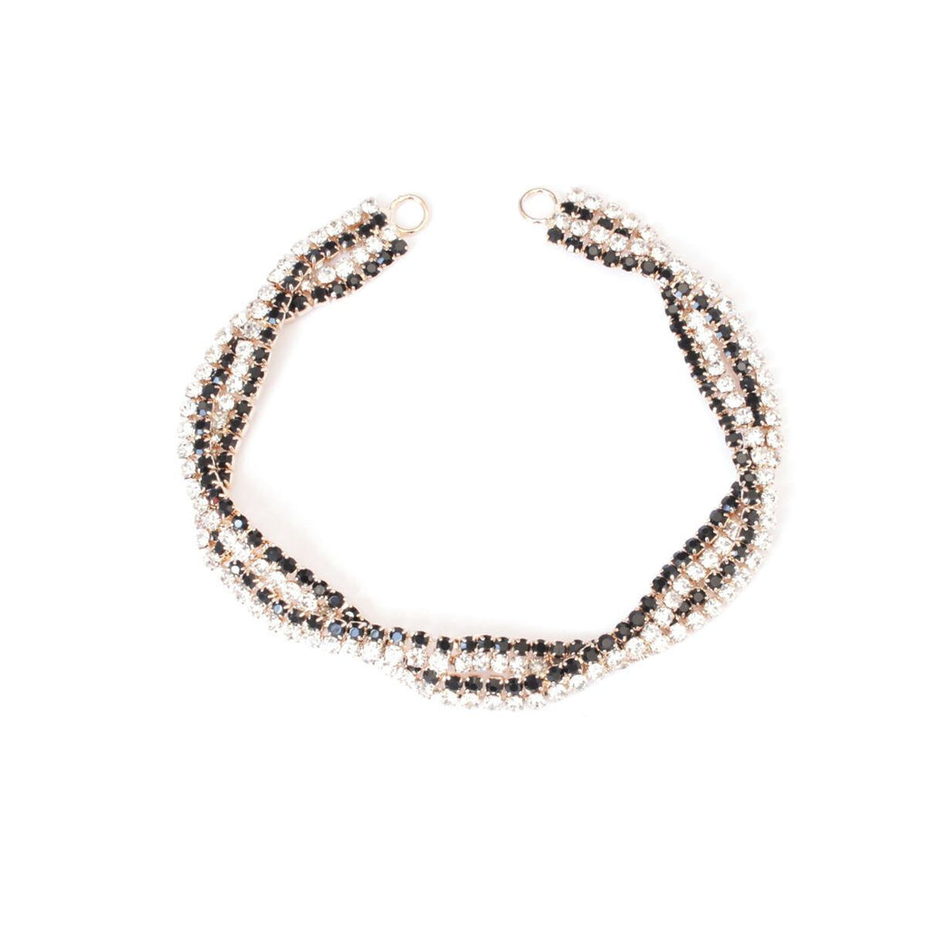 205mm x 10mm Sew-On Diamante Chain Motif - Silver & Black