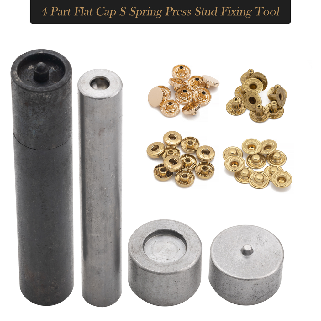 4-Part Flat Cap S Spring Press Studs Fixing Hand Tool Set