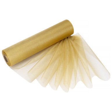 25m x 29cm Organza Sheer Roll - Gold