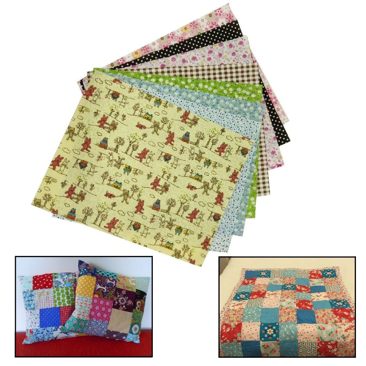 20cm x 25cm Quilting Printed Multicoloured Cotton Fabric Patchwork (Pack of 15)