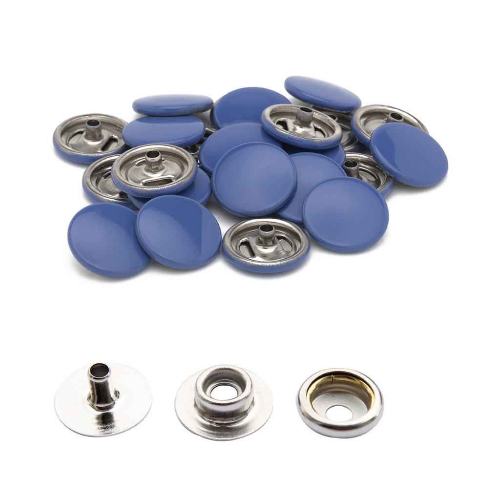 15mm Press Studs with Colour Caps and Silver Components - Small (10 Sets)