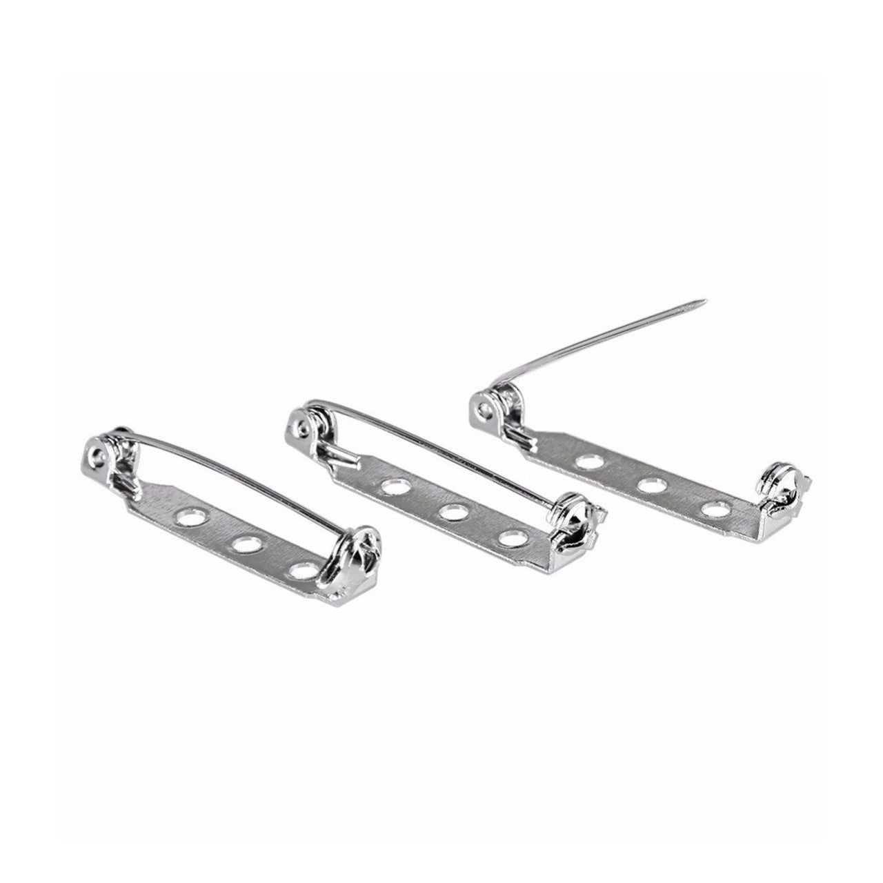 25mm Silver Brooch Pin Back Bar (Pack of 10)