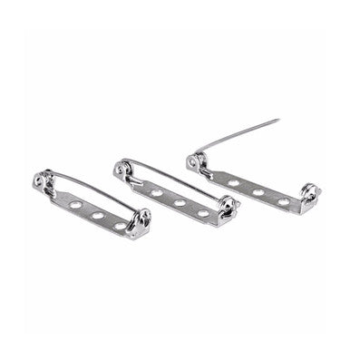 25mm Silver Brooch Pin Back Bar (Pack of 10)