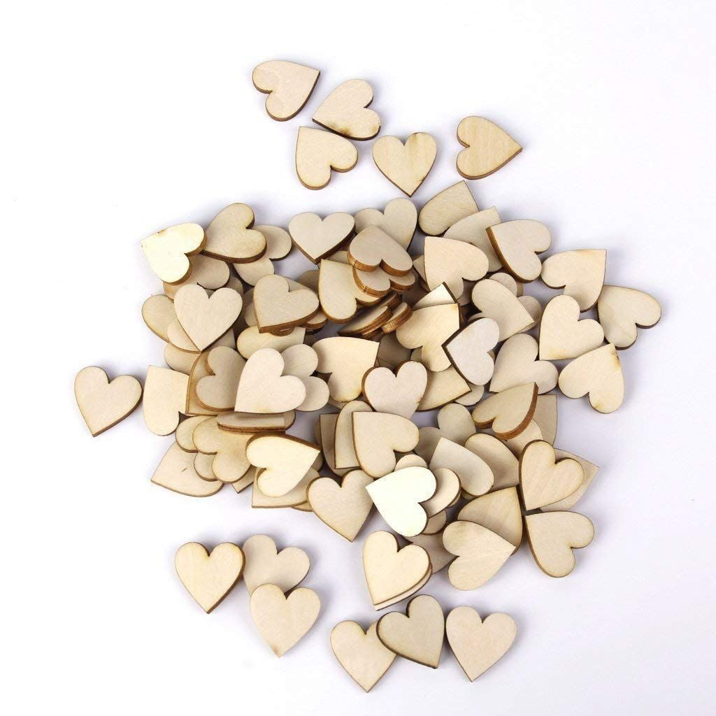 Natural Wooden Hearts Embellishment - (Pack of 100)