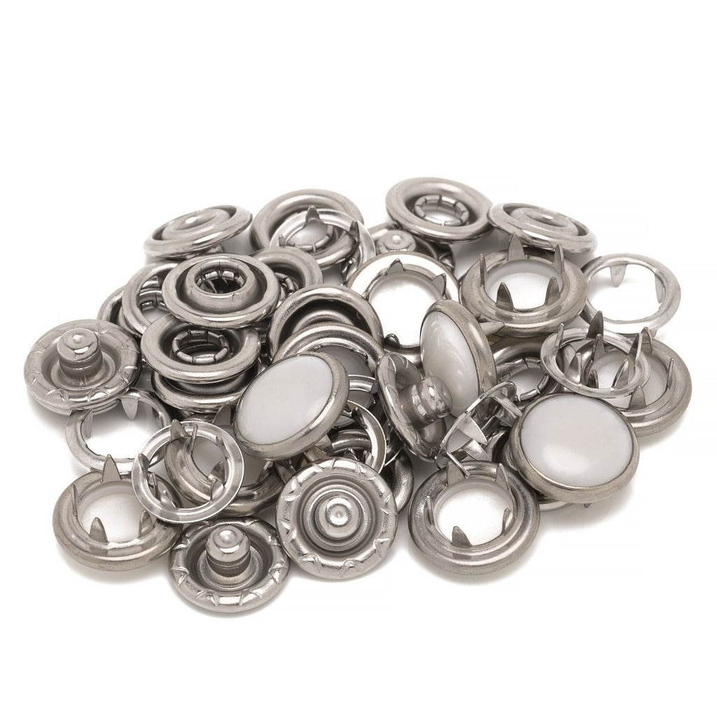 12mm PRYM Stainless Steel Pearl Snap Poppers Fasteners (Pack of 10)