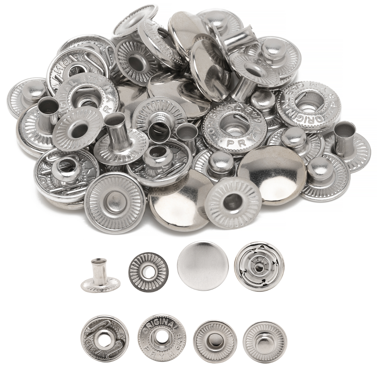PRYM 15mm S Spring Press Studs (10 Sets)