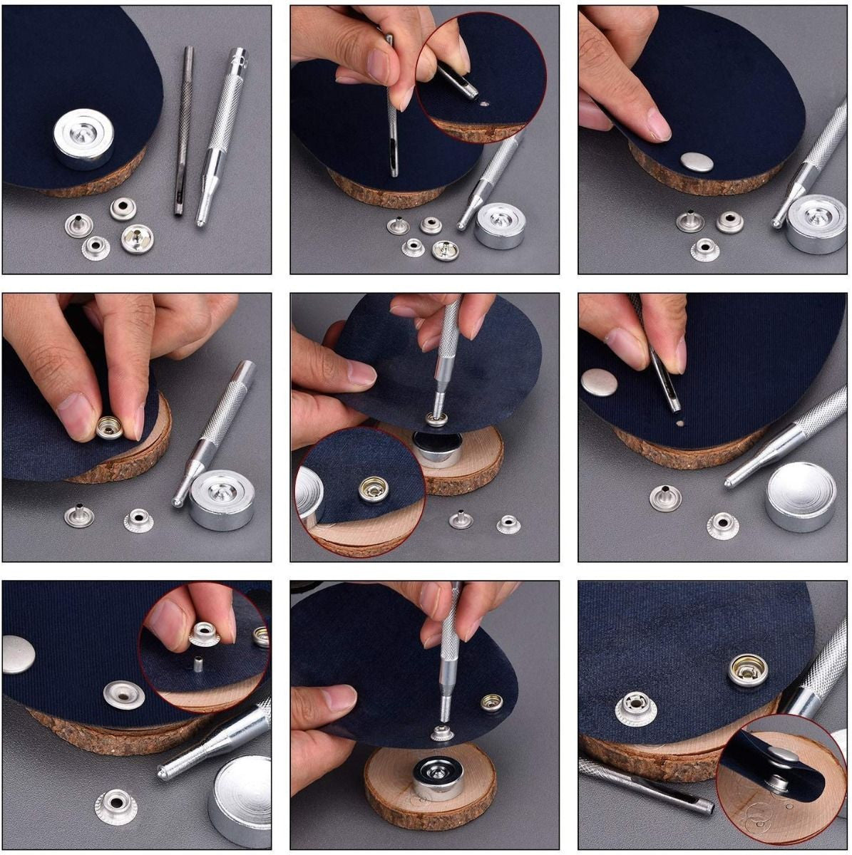 15mm 4-Part Press Studs - Small (10 Sets)