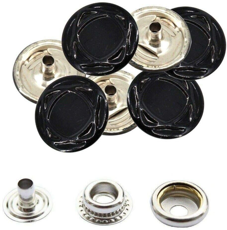 15mm 4-Part Press Studs - Small (10 Sets)