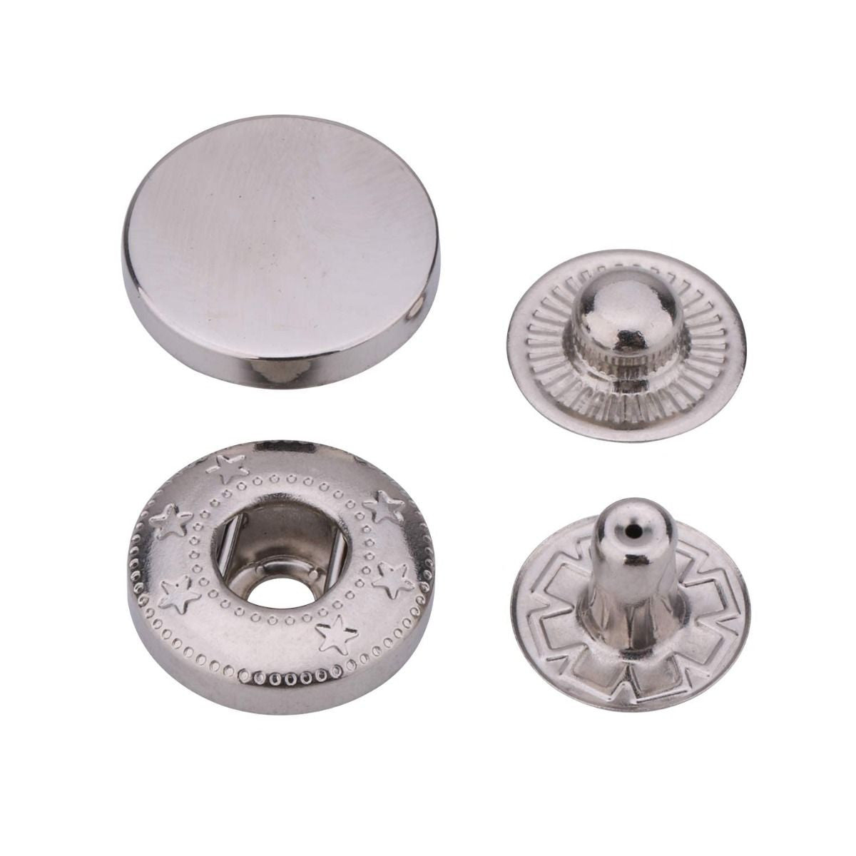 4-Part Flat Cap S Spring Press Studs (10 Sets)