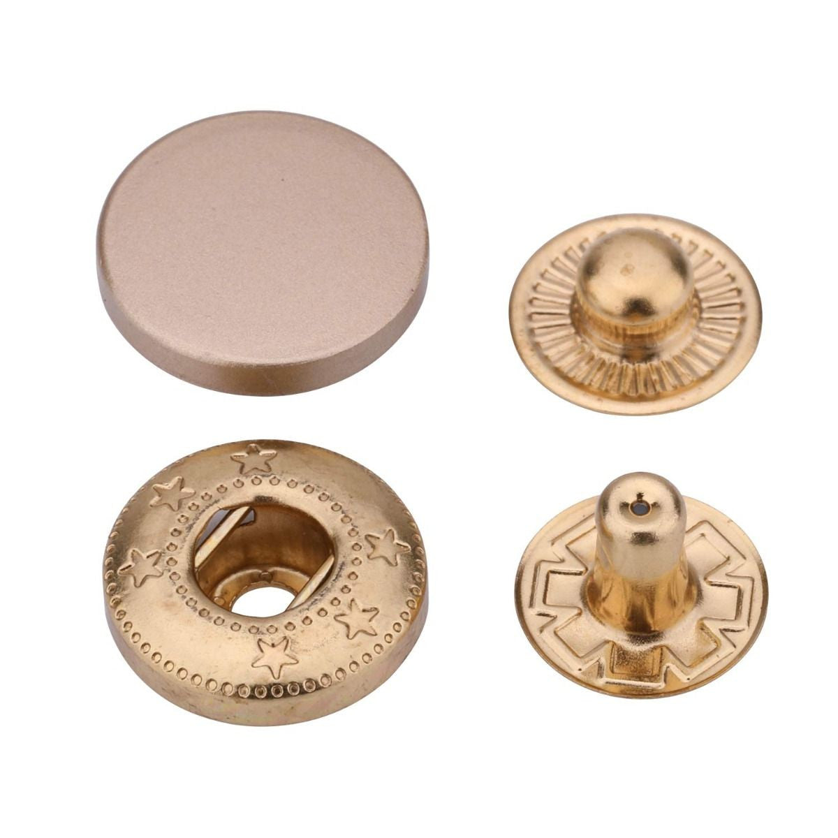 4-Part Flat Cap S Spring Press Studs (10 Sets)