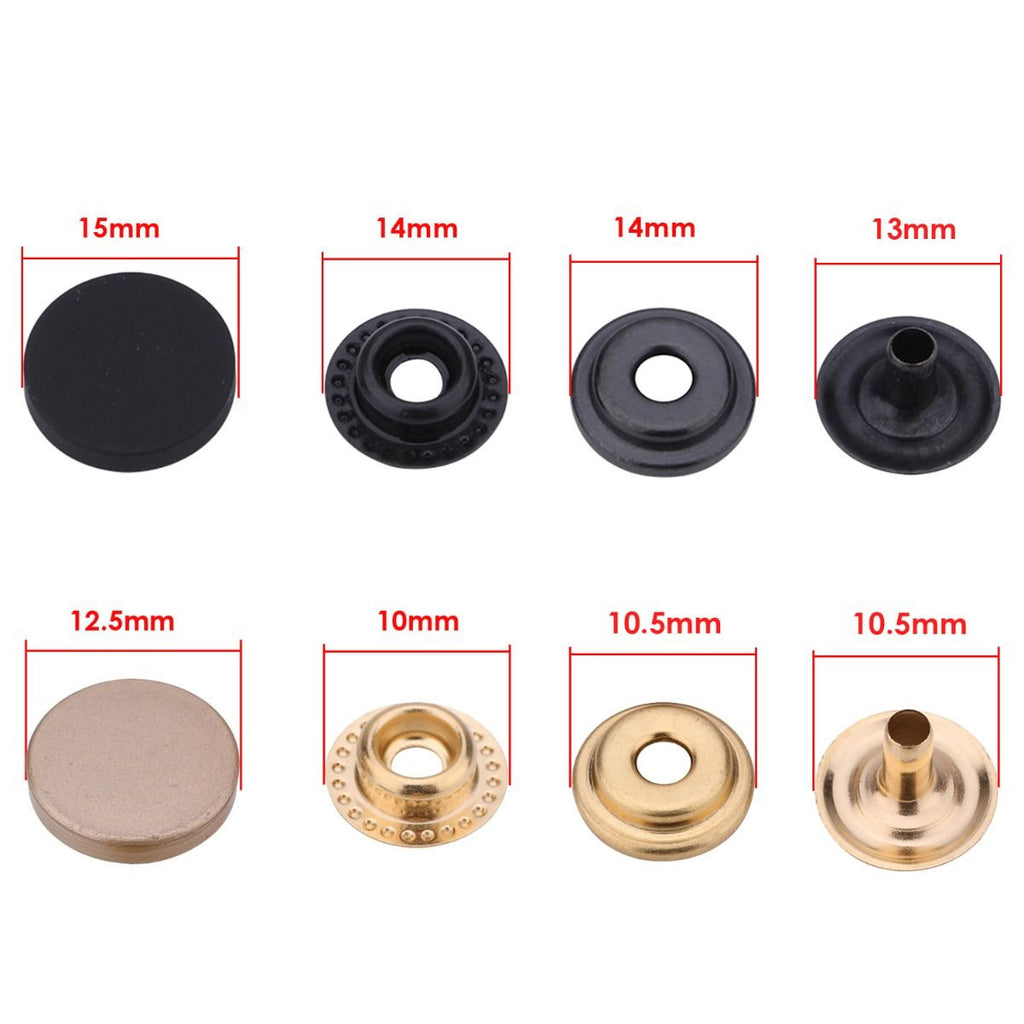 4-Part Flat Cap Press Studs (10 Sets)