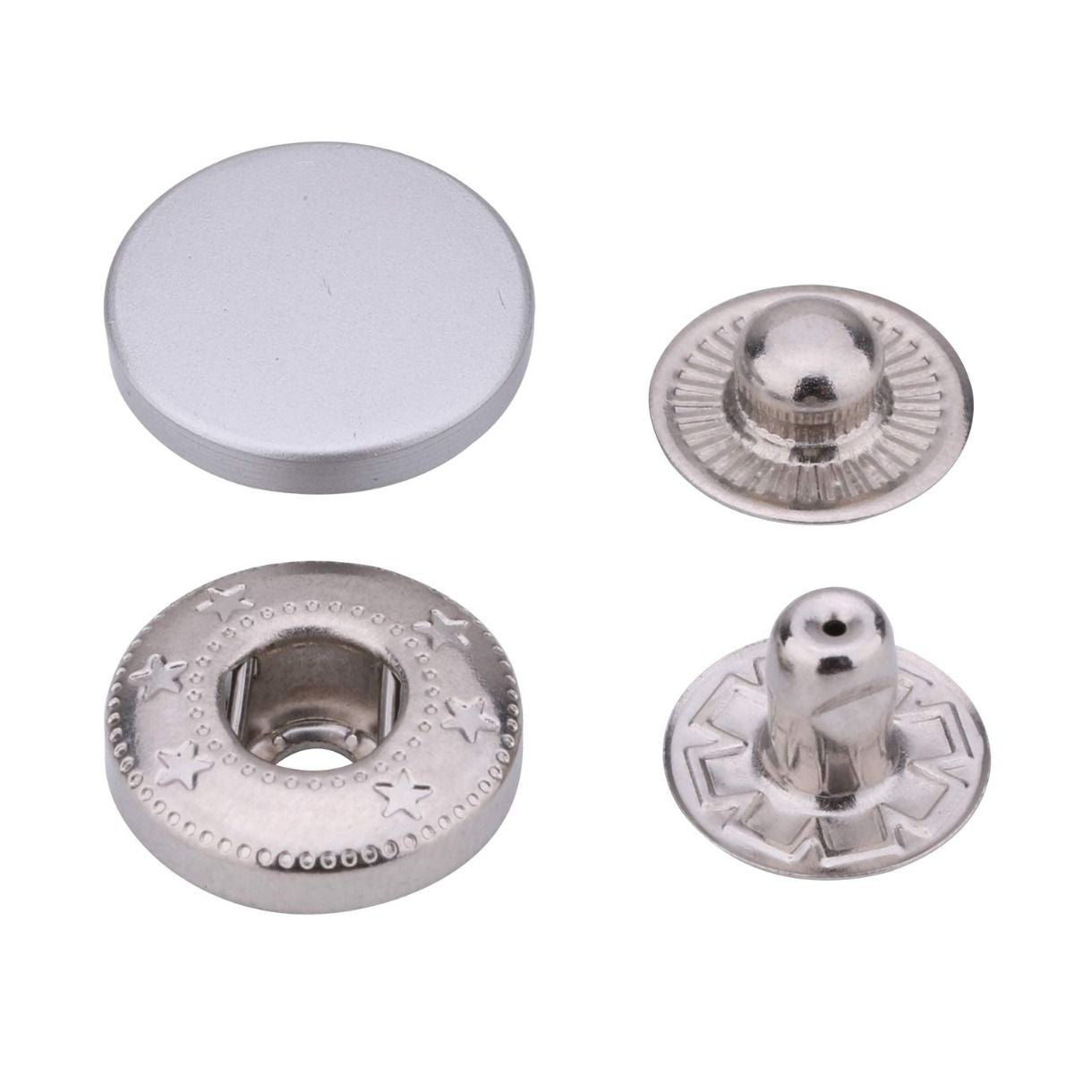 4-Part Flat Cap S Spring Press Studs (10 Sets)