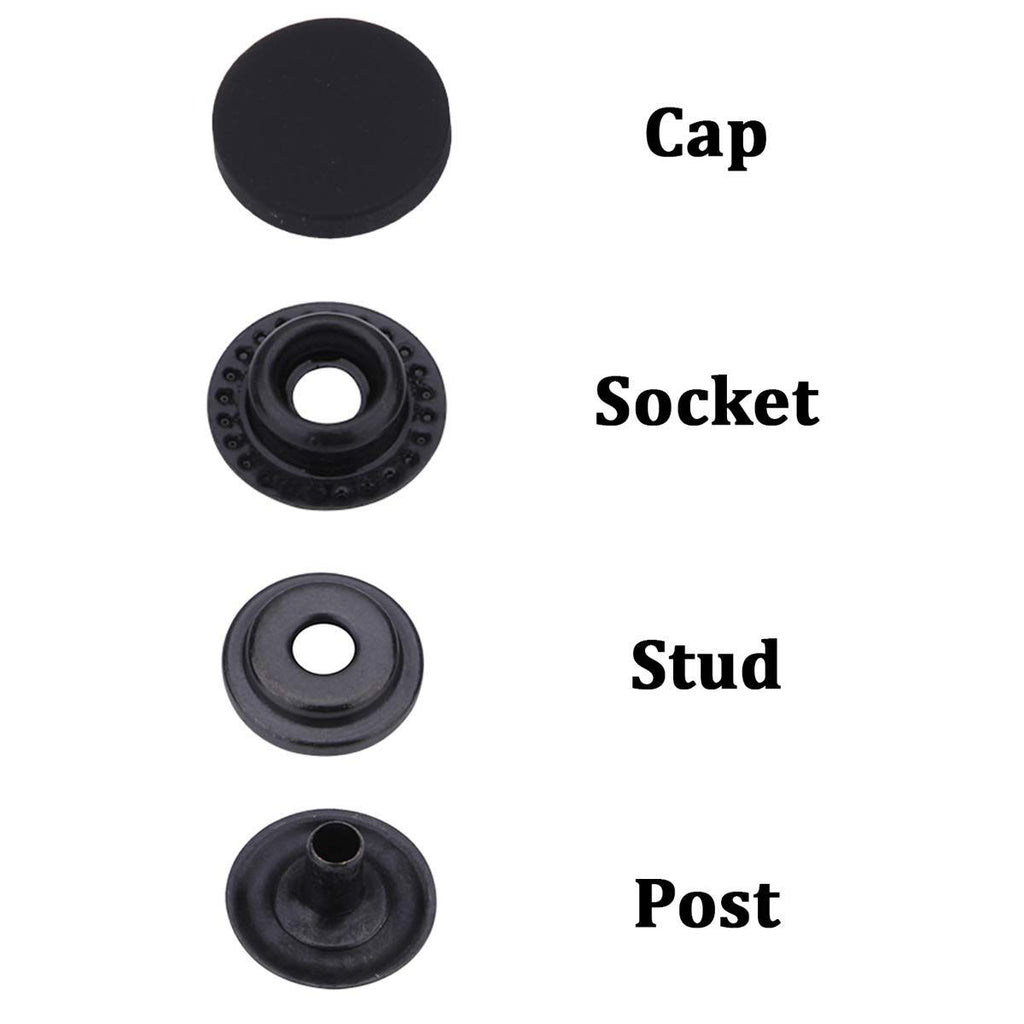 4-Part Flat Cap Press Studs (10 Sets)