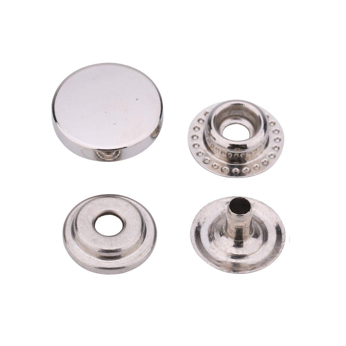 4-Part Flat Cap Press Studs (10 Sets)