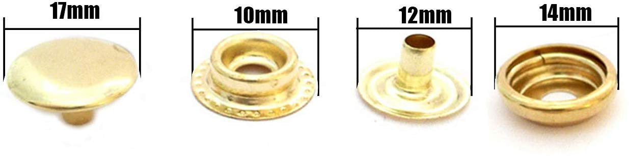 4-Part Brass Press Studs - Large