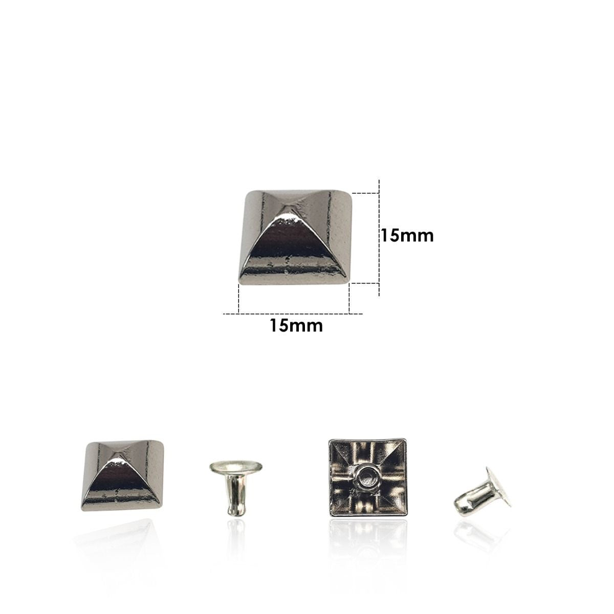 15mm Plastic Pyramids with Rivets (Pack of 100)