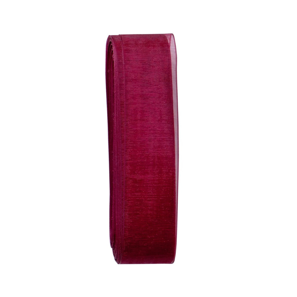 20m Organza Woven Edge Ribbon - Raisin
