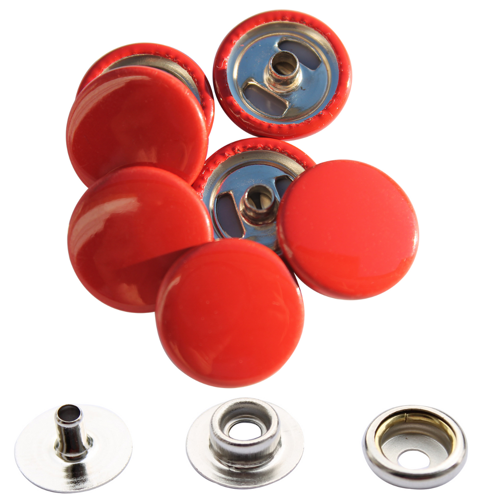 15mm Press Studs with Colour Caps and Silver Components - Small (10 Sets)