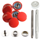 15mm 4-Part Metal Press Studs (Silver Back Snaps/(100 Sets)) with Hand Fixing Tool