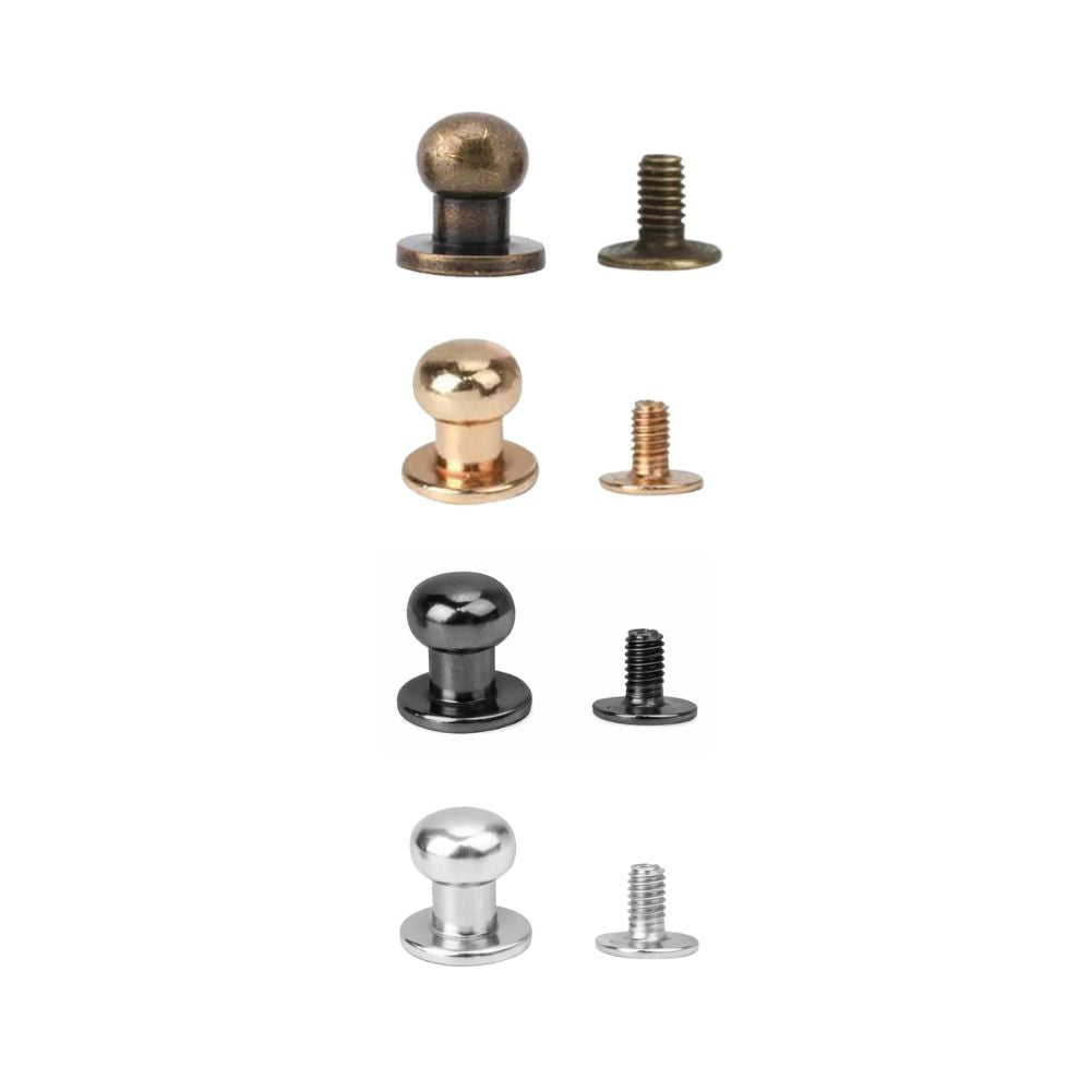 8mm Sam Browne Chicago Screw Round Head Rivets (Pack of 50)