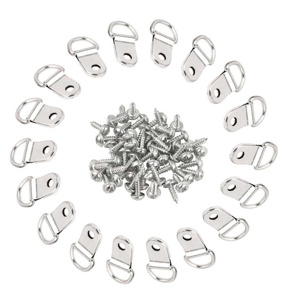 D Rings with Screws for Picture Frame Hanging - (Pack of 100)