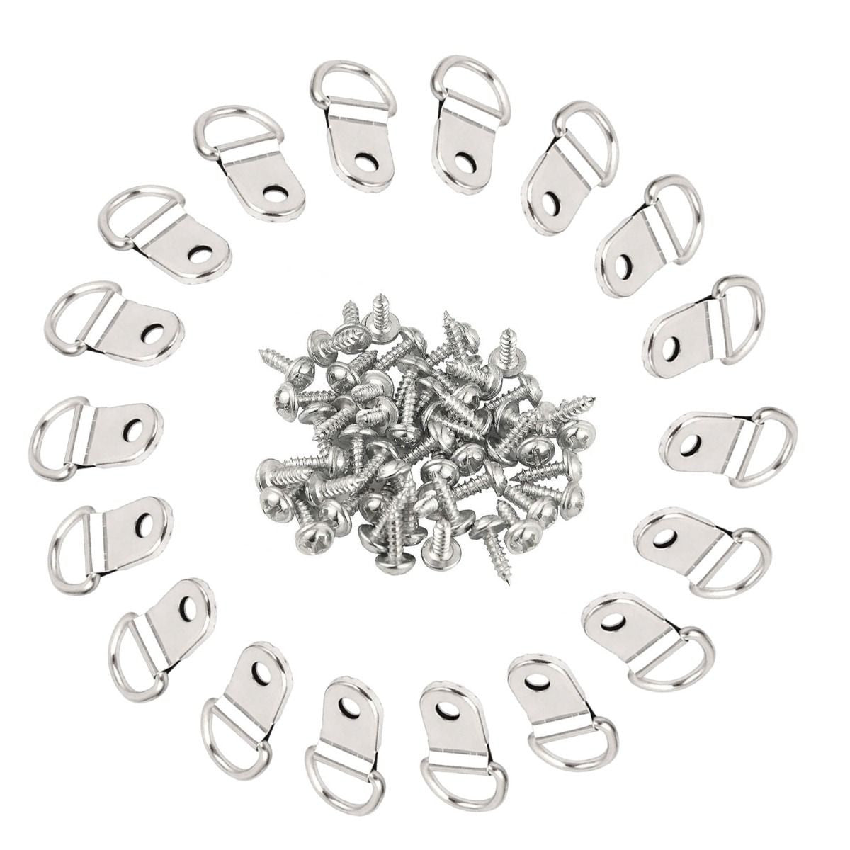 D Rings with Screws for Picture Frame Hanging - (Pack of 100)