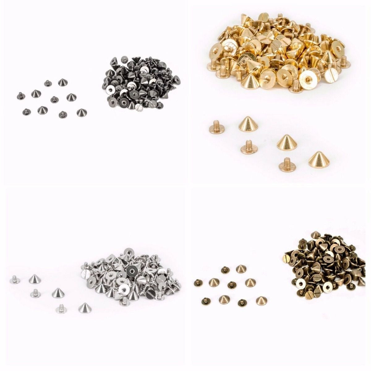 Metal Screw-Back Cone Studs, 9.5mm x 6mm - (Pack of 50)