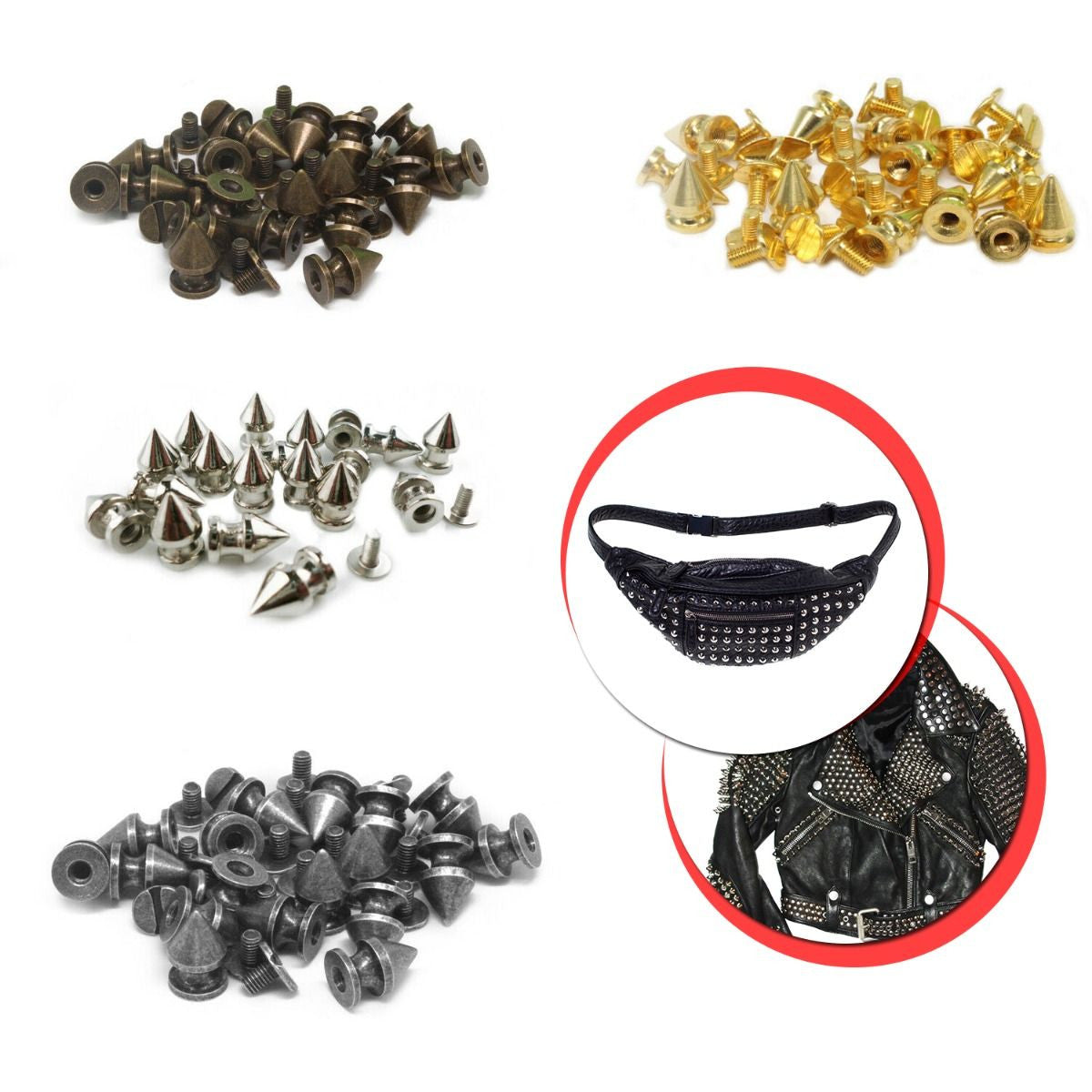 Metal Screw-Back Cone Studs, 8mm x 5mm - (Pack of 50)