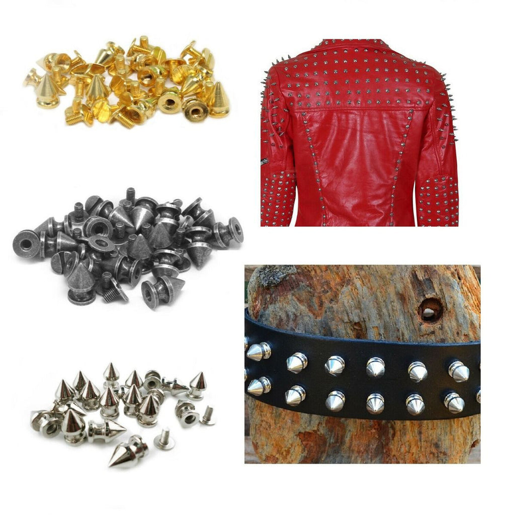 Metal Screw-Back Cone Studs, 9.5mm x 7mm - (Pack of 50)