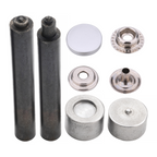 4-Parts Flat Cap Press Studs with Fixing Hand Tool (10 Sets)