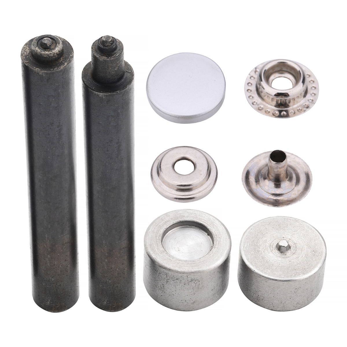 4-Parts Flat Cap Press Studs with Fixing Hand Tool (10 Sets)