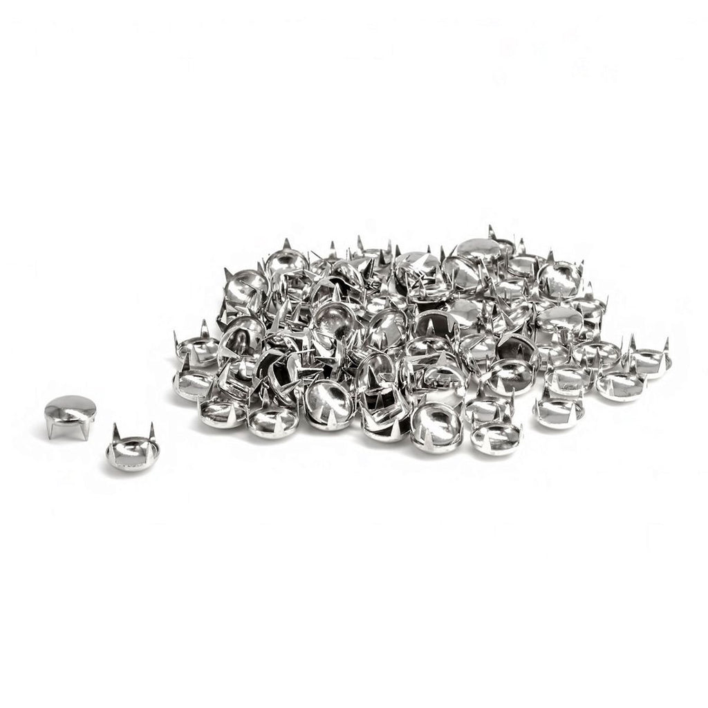 Round Dome Head Punk Spike Studs Rivets with Nail Prongs - (Pack of 100)