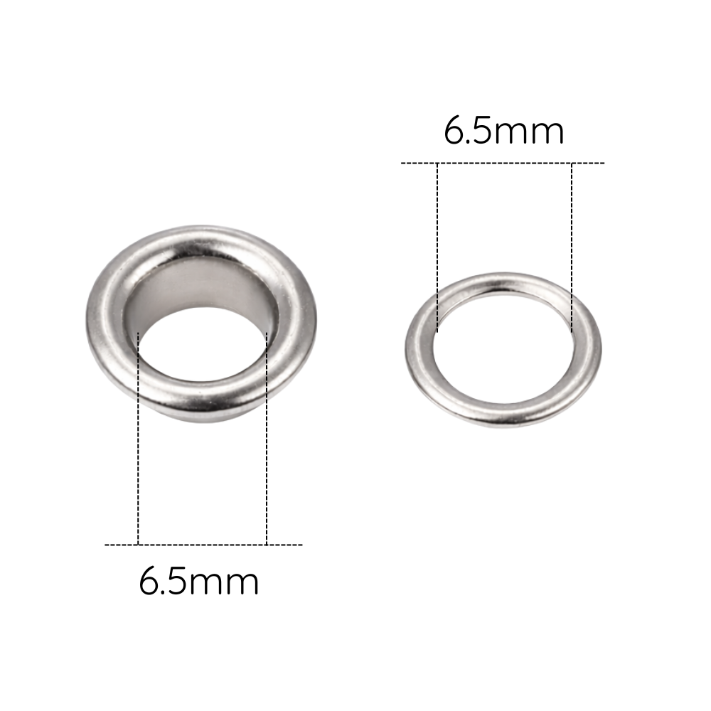 6.5mm Iron Eyelets with Aluminium Washers - Pack of 50