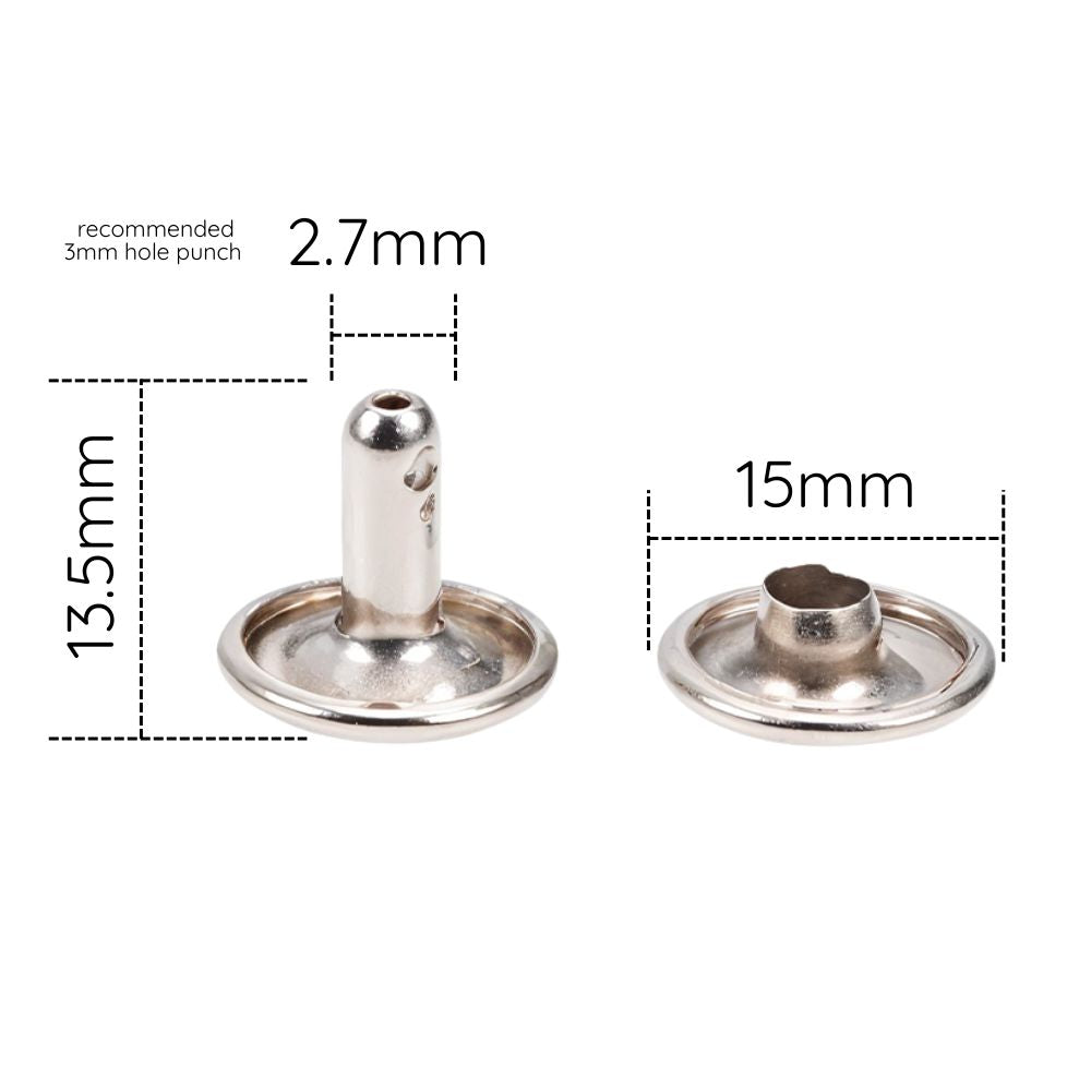 Double Cap Tubular Rivets (Pack of 100)
