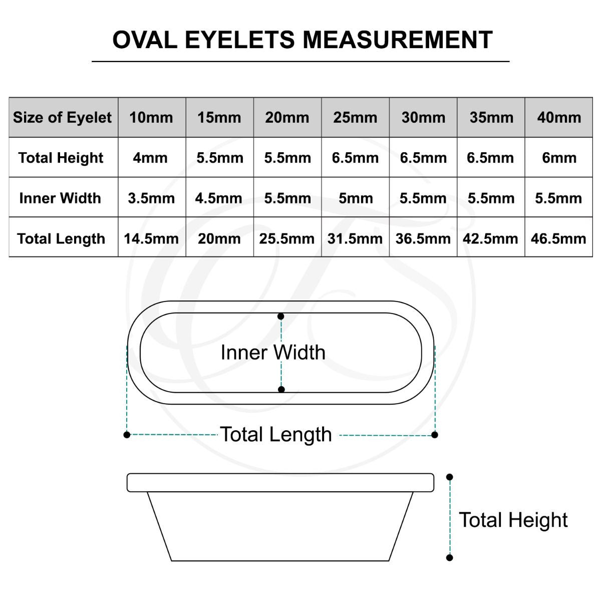 Brass Oval Eyelets with Washers and Fixing Hand Tool (Pack of 50)