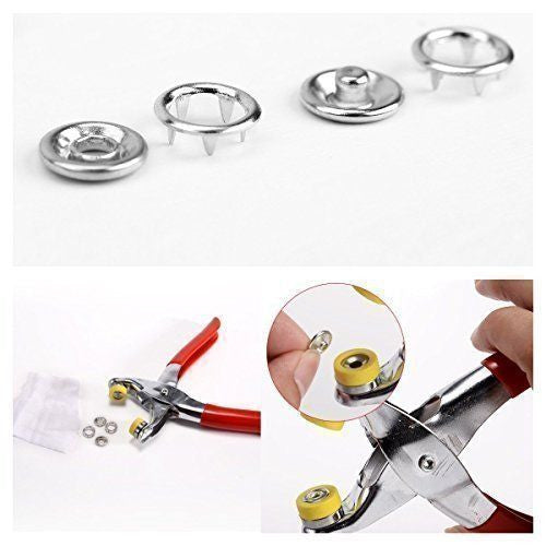 Brass Silver Snap Poppers (Pack of 100) with Fixing Pliers