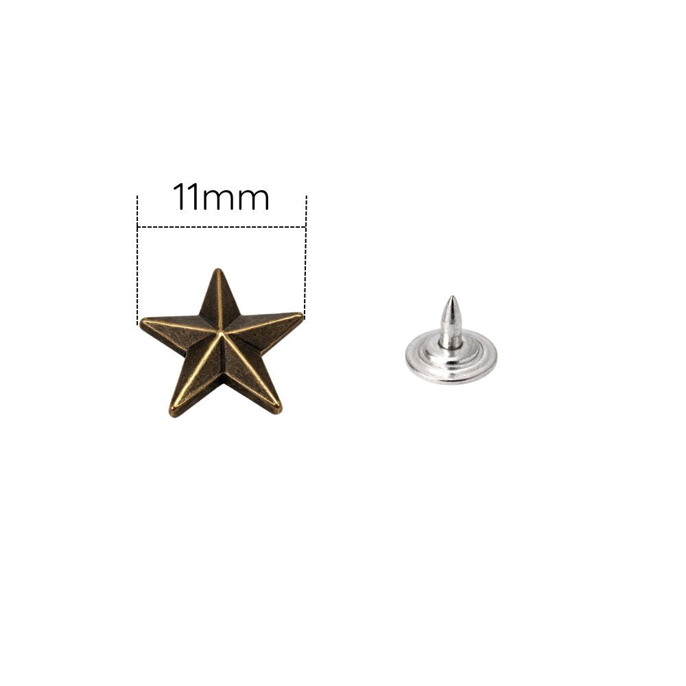 Star Shaped Studs with Back Pin Rivets (Pack of 50)
