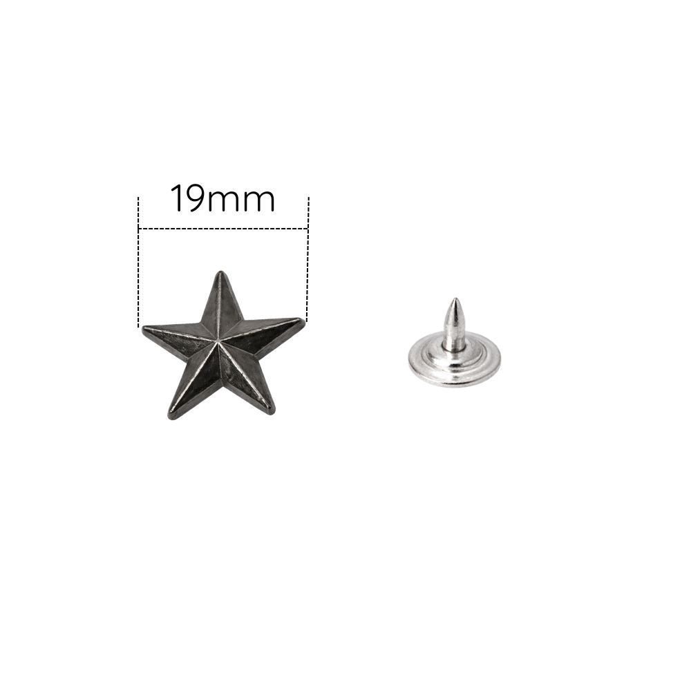 Star Shaped Studs with Back Pin Rivets (Pack of 50)