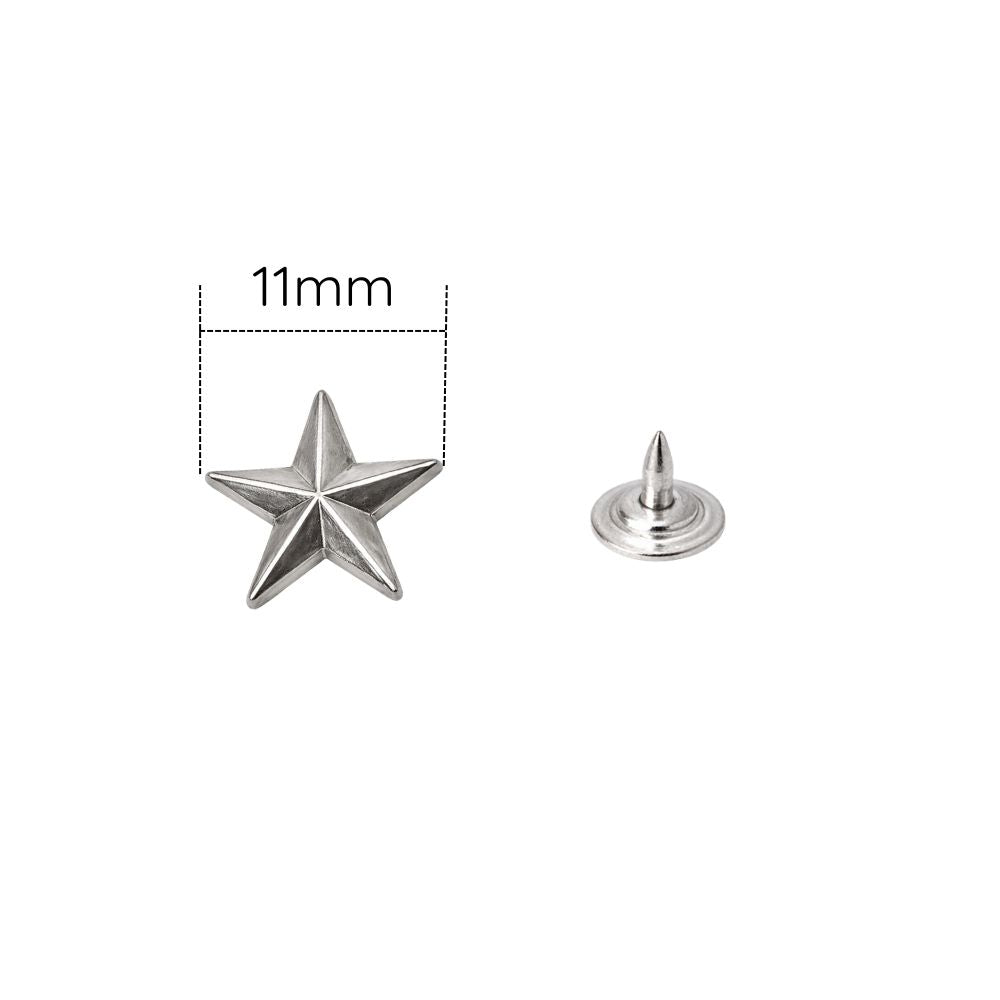 Star Shaped Studs with Back Pin Rivets (Pack of 50)