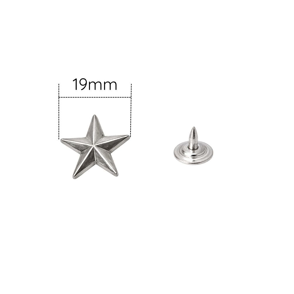 Star Shaped Studs with Back Pin Rivets (Pack of 50)