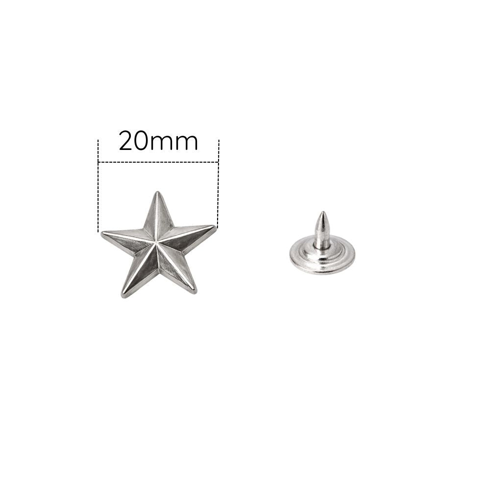 Star Shaped Studs with Back Pin Rivets (Pack of 50)