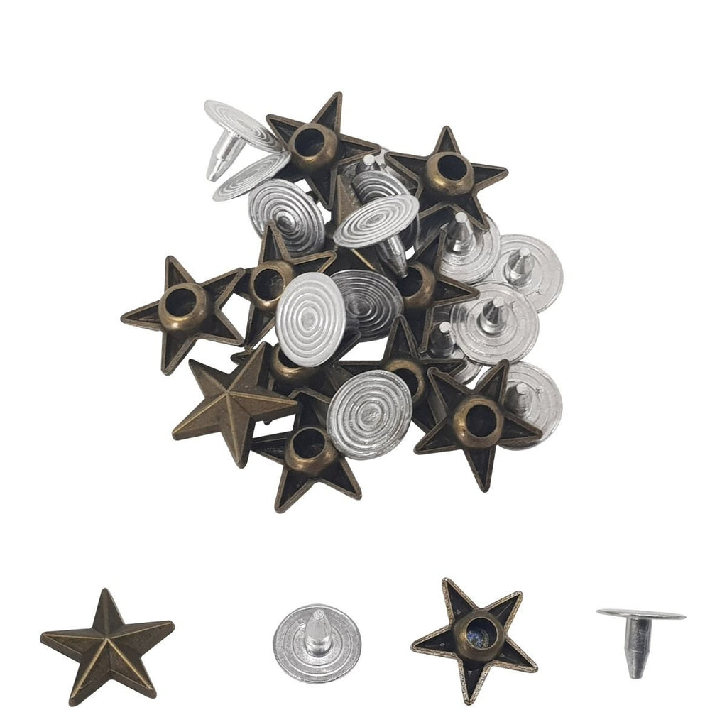 Star Shaped Studs with Back Pin Rivets (Pack of 50)