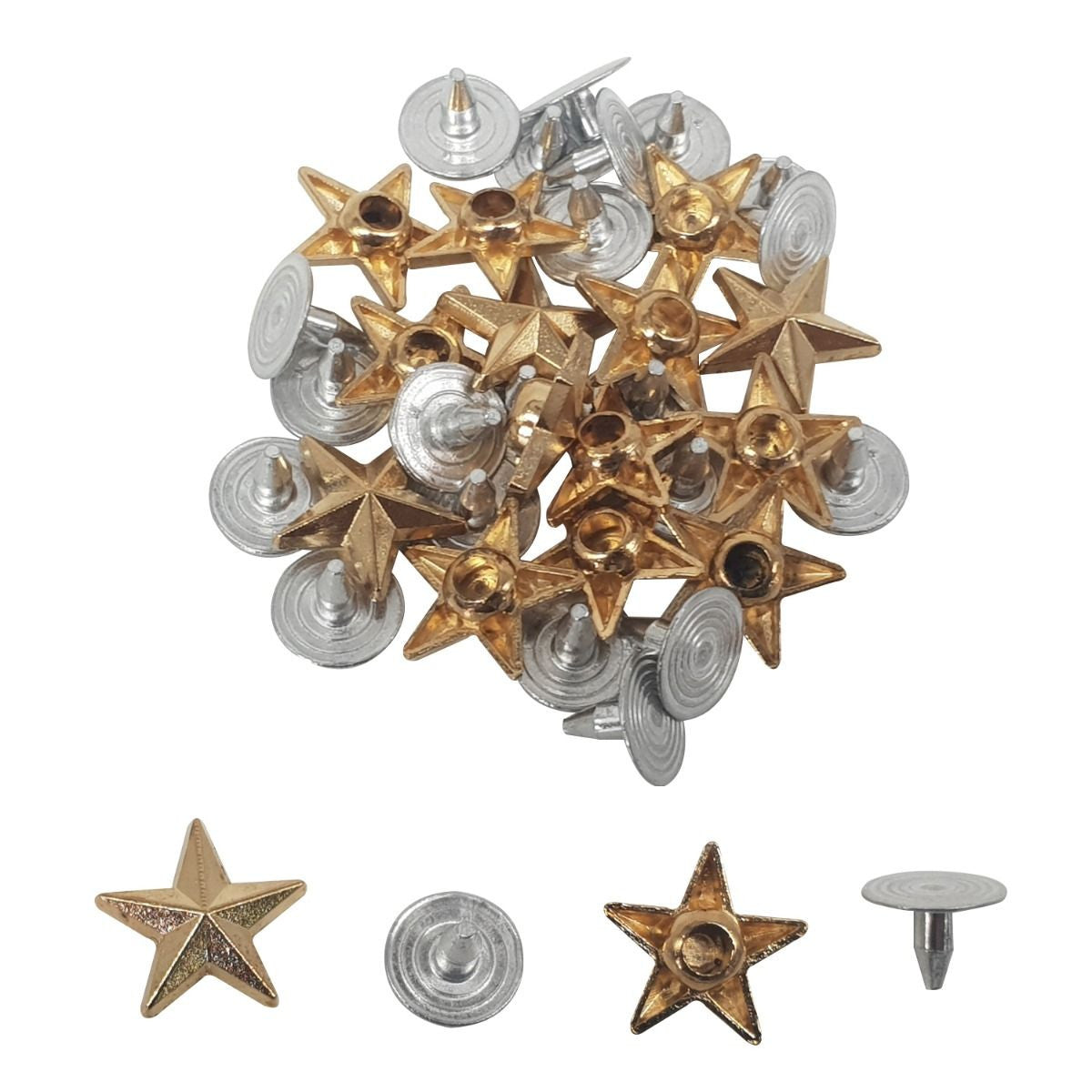 Star Shaped Studs with Back Pin Rivets (Pack of 50)