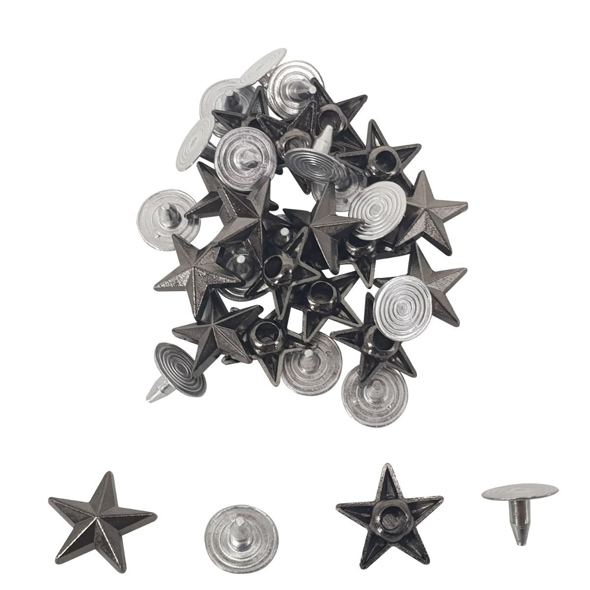 Star Shaped Studs with Back Pin Rivets (Pack of 50)