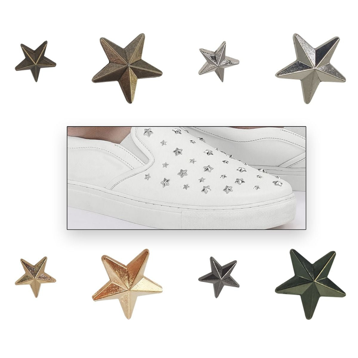 Star Shaped Studs with Back Pin Rivets (Pack of 50)