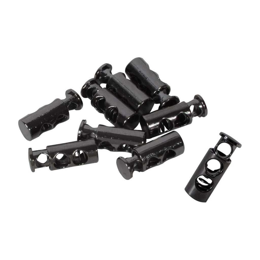 Metal Twin-Hole Push Button Cord Stopper - (Pack of 2)