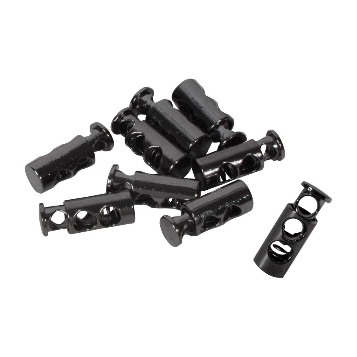 Metal Twin-Hole Push Button Cord Stopper - (Pack of 2)