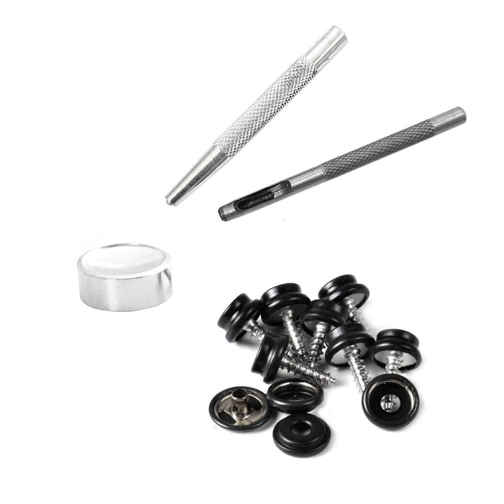 15mm Screw Press Studs with Fixing Hand Tool - (Pack of 10)