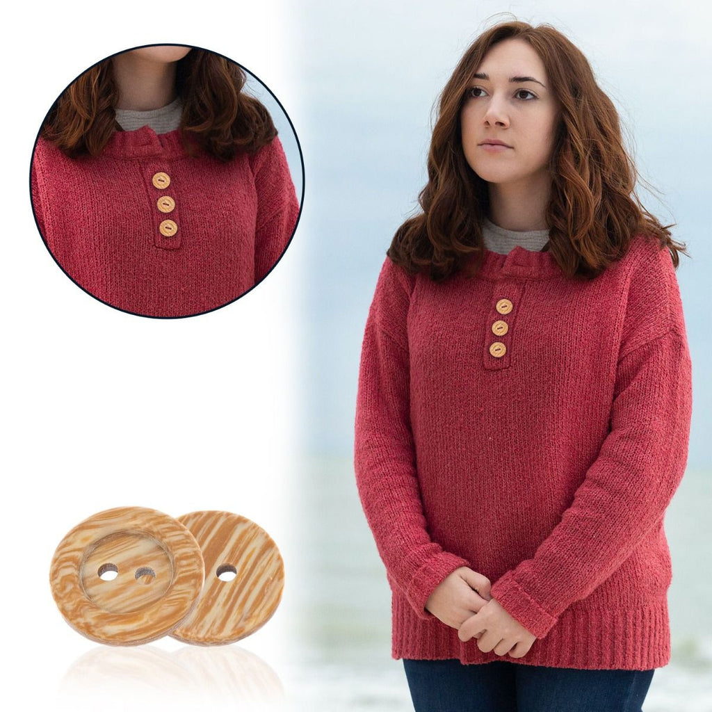 Round Plastic Wood-Effect 2-Hole Buttons (Pack of 10)